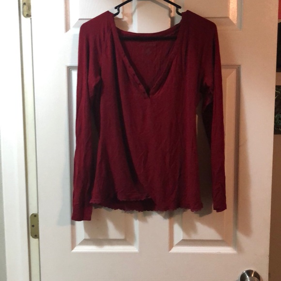 red long sleeve crop top - Picture 2 of 4